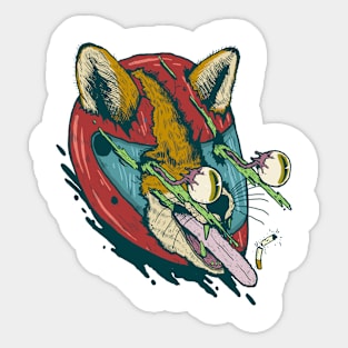 Fox dead in action Sticker